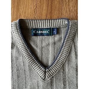 Carmel Vtg Beige V Neck Sweater Men's Size Large